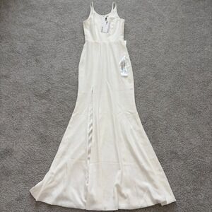 Dress The Population Iris Gown Womens XXS Ivory Off White Maxi Dress Wedding